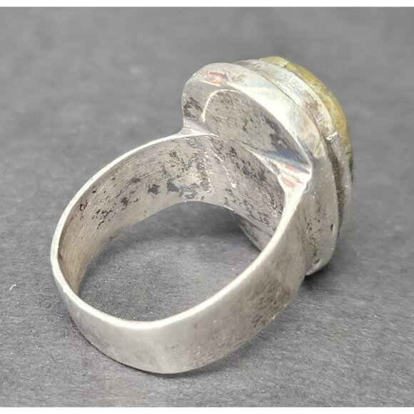 Vintage Sterling Silver & Large Oval Jasper Statement Size‎ 9.5 Ring 35 - Picture 3 of 7